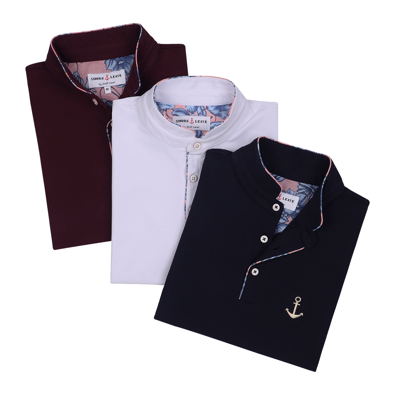 Soft Cotton Rich Polo T-shirt with Mandarin Collar - Pack of 3