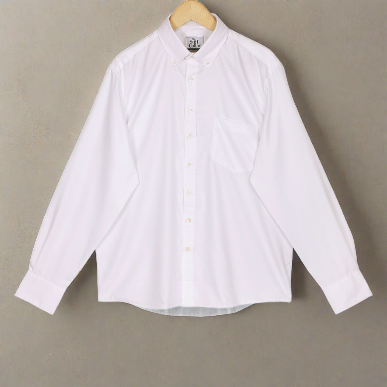 Luthai Pebble White Twill Button Down 2 Ply Giza Cotton Shirt